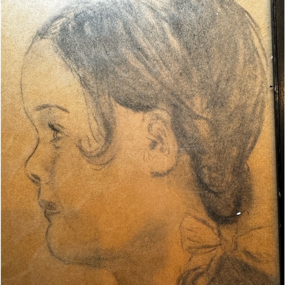 Antique Framed Pencil Drawn Child Portrait - Picture 5 of 6